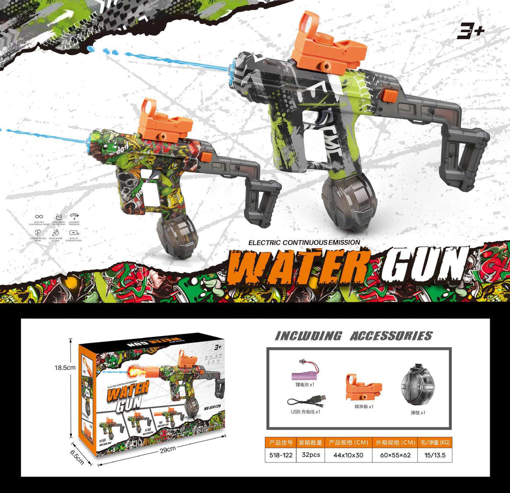 hot-selling uzi kids electric water gun toy large capacity reloading continuous water spray water fight toy wholesale