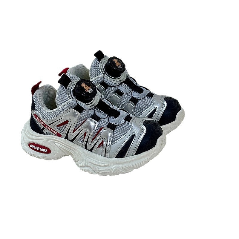 new autumn/winter kids' shoes: rotating buckle sneakers, boys' casual dad shoes, girls' outdoor shoes