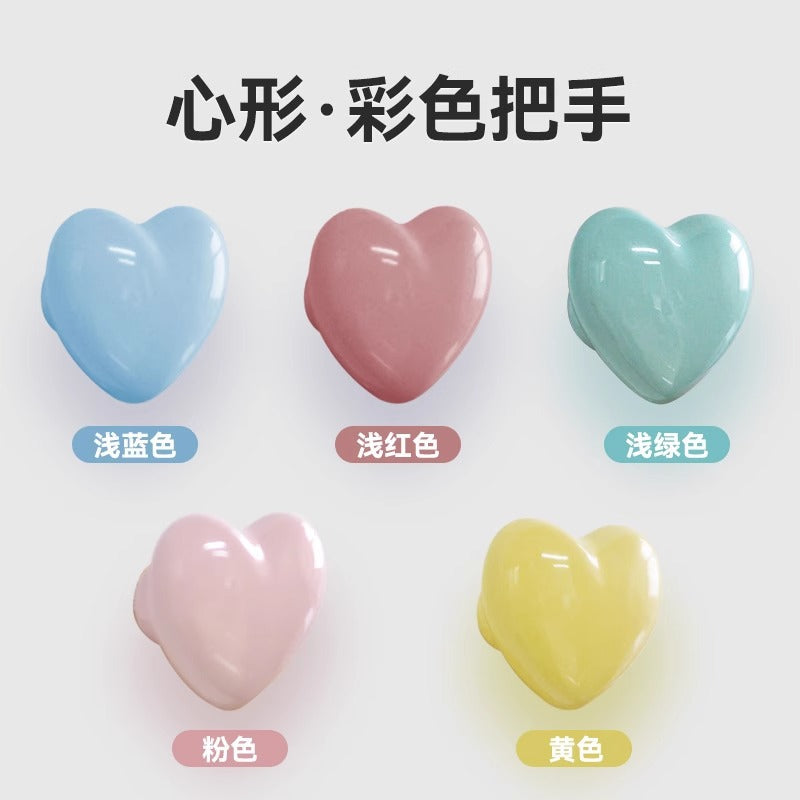 Colorful ceramic handle round handle bookcase wardrobe door handle chest handle drawer door heart handle