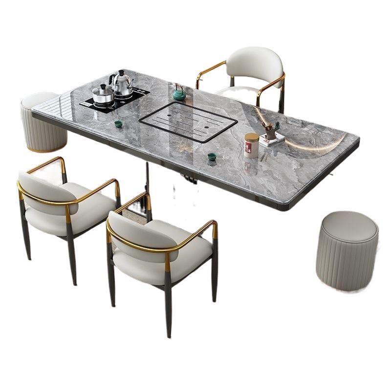 Modern rock slab tea table and chair set - ideal for home, balcony, living room, office, or kung fu tea - complete all-in-one set