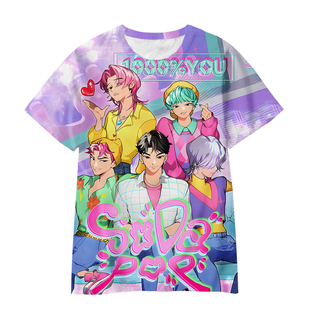 Witcher boy group 3d digital printing cross-border overseas casual loosefashion t-shirt k-pop girls t-shirt