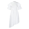 D230 cross-border women's fashion  summer new arrival double-layer ruffle sleeve solid color a-line european and american style dress - export dress