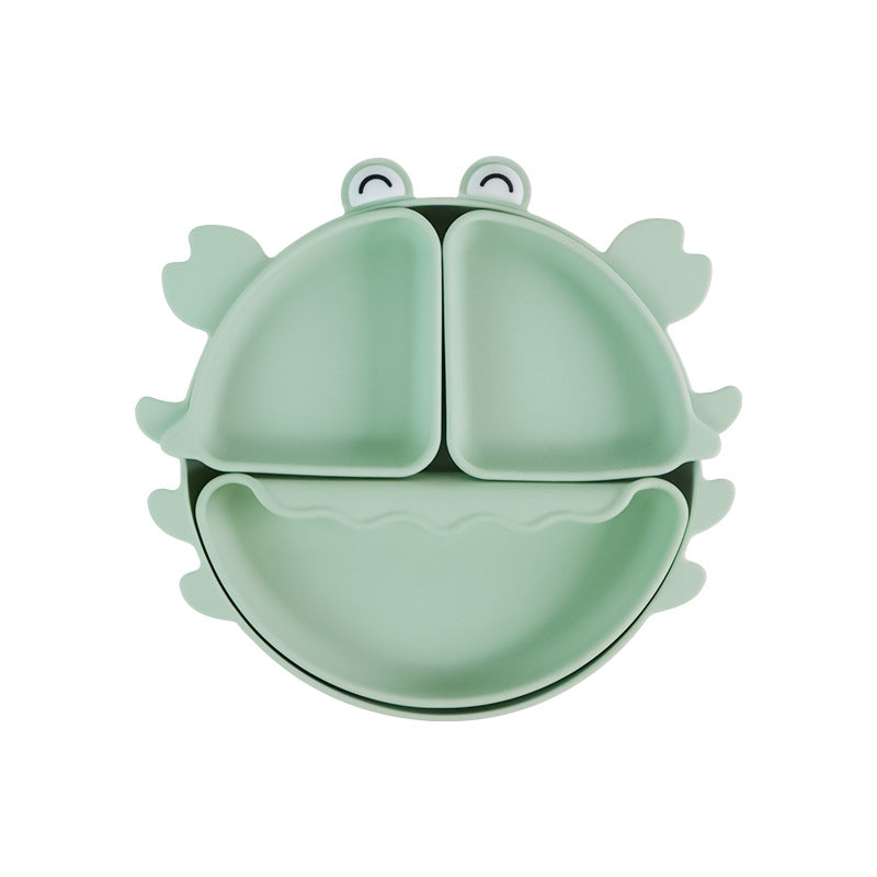 Food grade silicone children's plate baby complementary food bowl cartoon crab grid plate baby independent eating tableware
