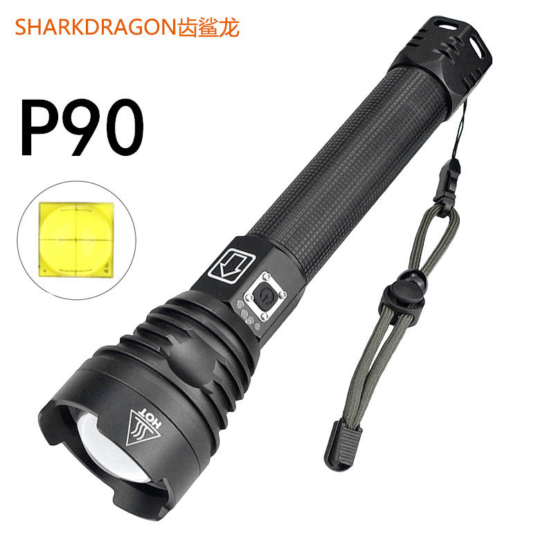 Cross-border P70 strong light flashlight outdoor waterproof USB charging retractable zoom high power LED flashlight