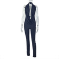 Fashionexportfashionhalter neck swing collarpure colorwork clothing pantssuitbacklesstie backtopstightpantstwo-piece set