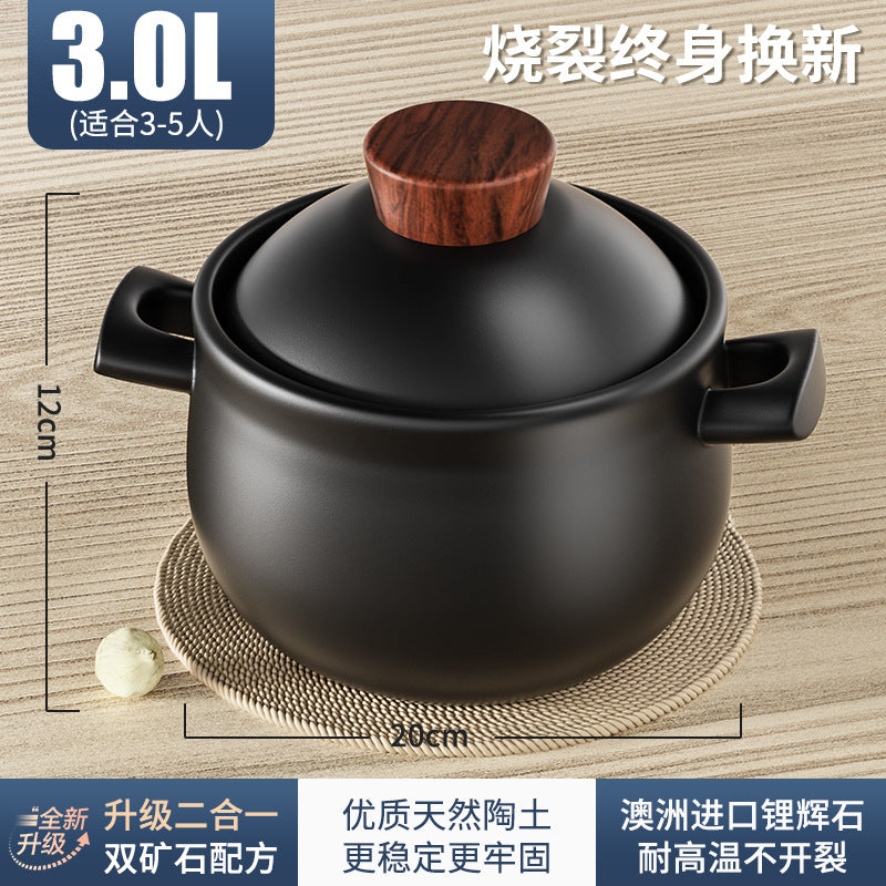 Ceramic casserole stew pot soup pot for home gas stove special high temperature resistant dry burning non-cracking casserole soup pot porridge pot