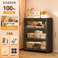 Retro black 3 doors 100*35*106cm [thick material, tempered glass]