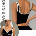 striped color block yoga tank top - wearable, fixed cup, shockproof running sports vest, yoga top