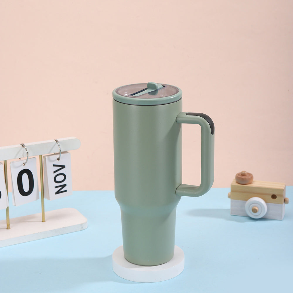 Custom 40oz fourth-generation handle ice tumbler, 304 stainless steel vacuum insulated cup, portable collapsible straw cup