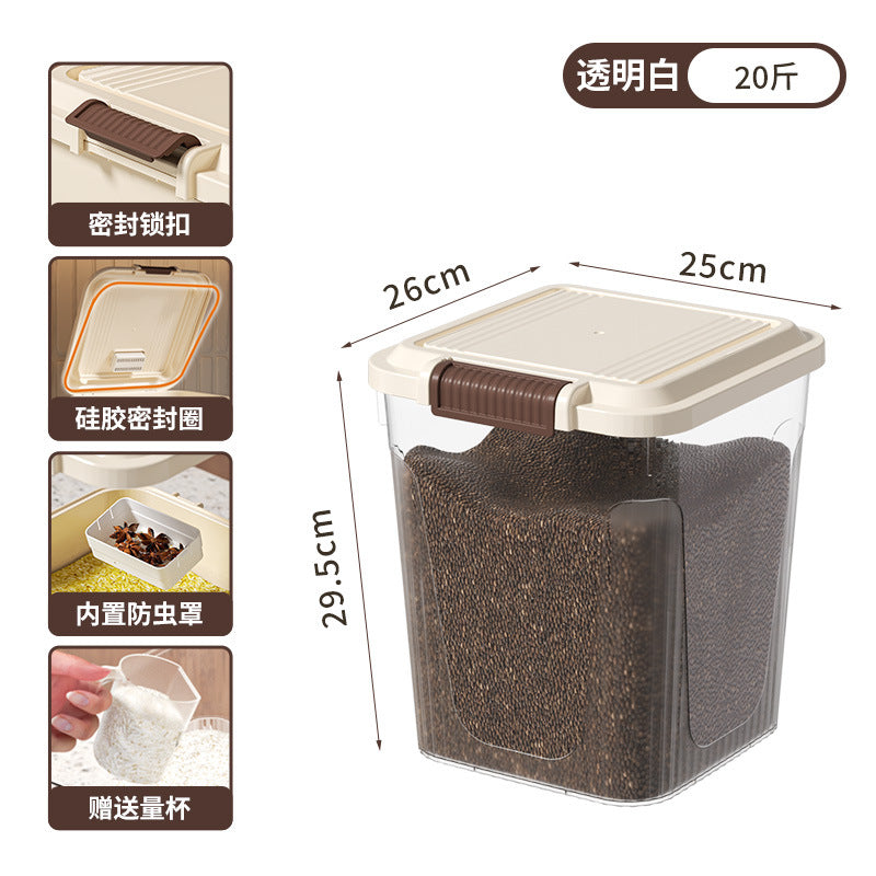 Storage tank for multigrain flour bucket 5kg 10kg Food grade rice tank Sealed insect-proof and moisture-proof 25kg Household rice bucket