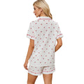 Fashion cross-border   summernew arrival cherry short-sleeved shorts cardigan home wear suit pajamas for women