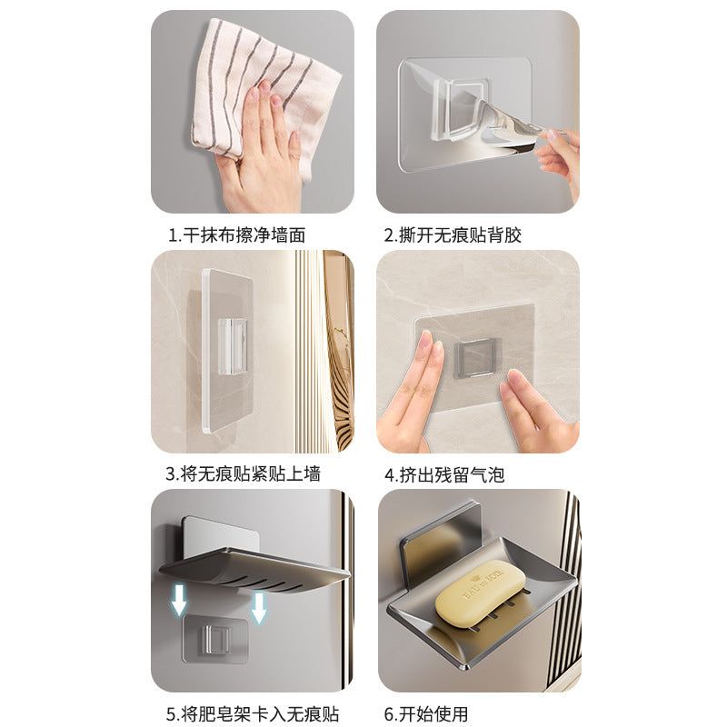 Gun gray bathroom soap box creative drain space aluminum non-punching soap dish bathroom rack wall mounted