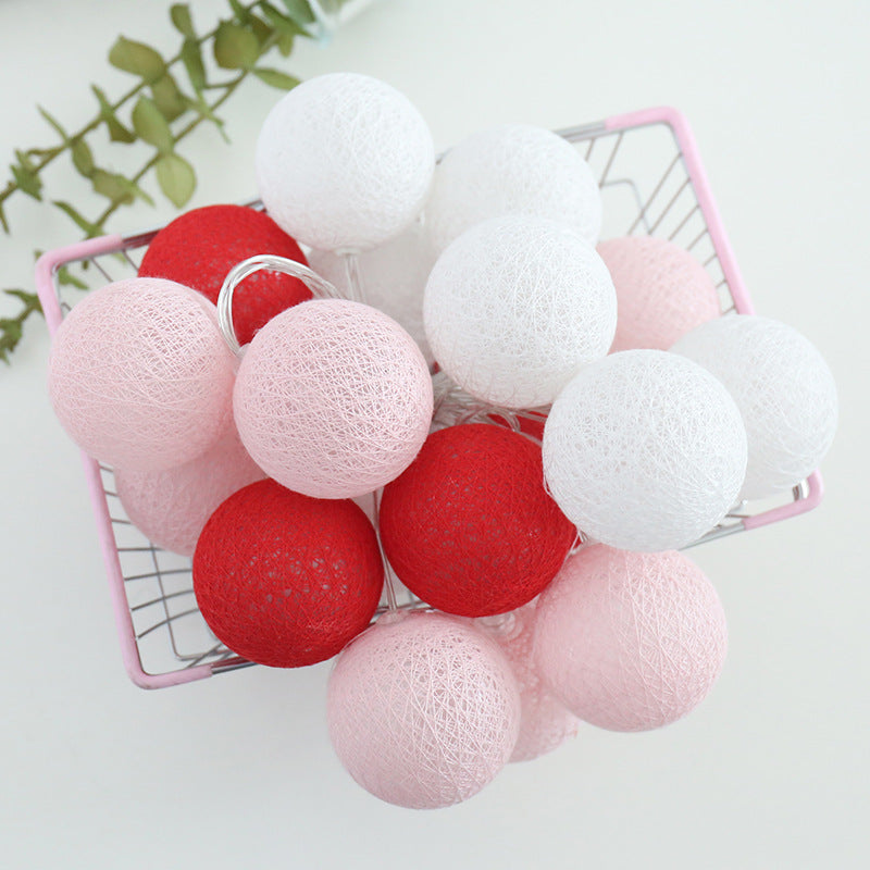 Cotton thread ball lamp Christmas decoration led small lantern string room bedroom wedding arrangement battery box lantern string