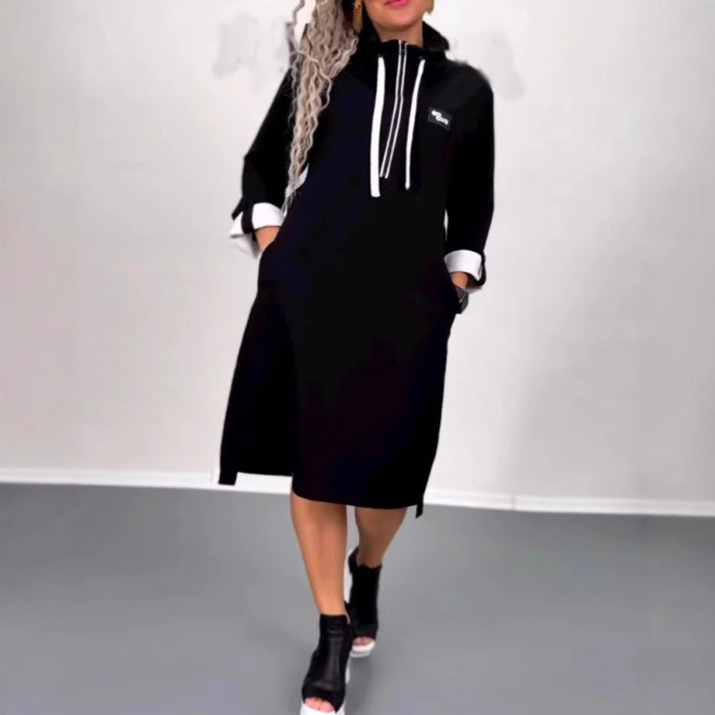 fall/winter new arrival: cross-border european and american style casual turtleneck long sleeve dress for women