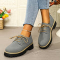 autumnew arrival cross-border plus size medium heel square heel flats women's k-style round toe tie backexport loafers women's flats