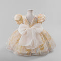 New arrival pearl collar girls dress colorful puff sleeves baby one year old dress bows girls princess dress
