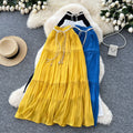 K-stylecasualhigh waisteasiest for match skirt for women summer gentle wind strap waist slimming look elegant large swing skirt