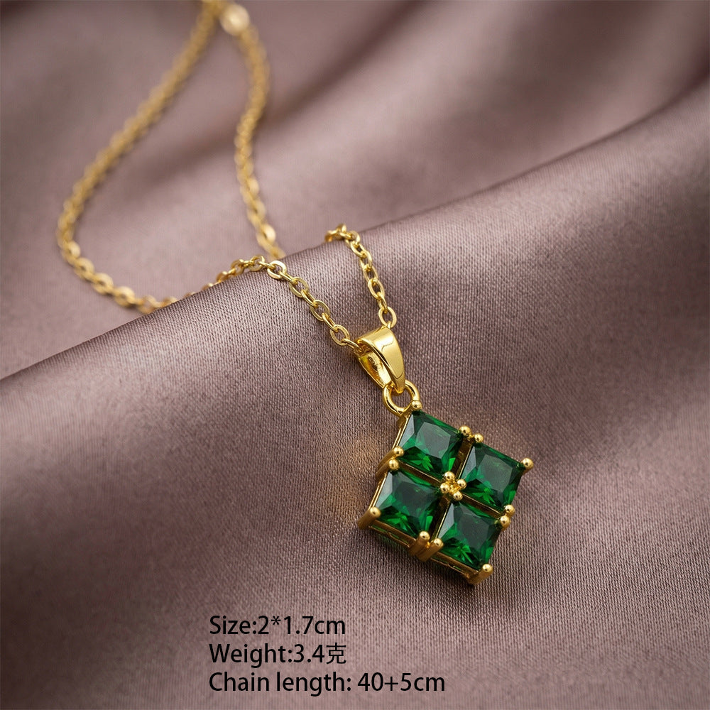 Stylishfashionelegant copper inlaid zirconium necklace accessible luxuryniche style women's easiest for matchsummerbest selling non-fading clavicle chain jewelry