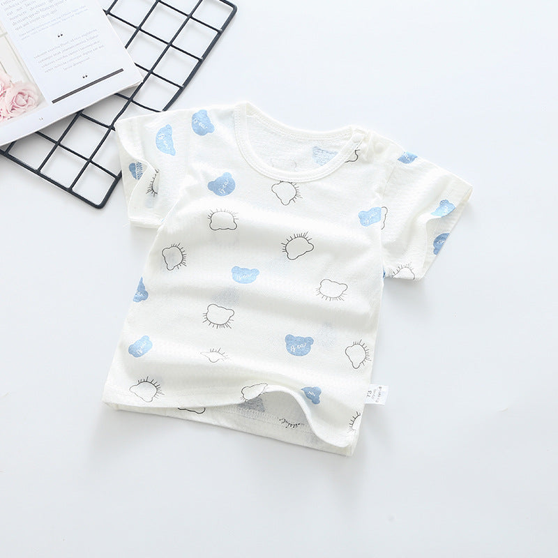 Baby short-sleeve t-shirt, summer infant top, 100% cotton, 0-4 years old, toddler summer outfit, boys' and girls' short-sleeve undershirt, trendy style