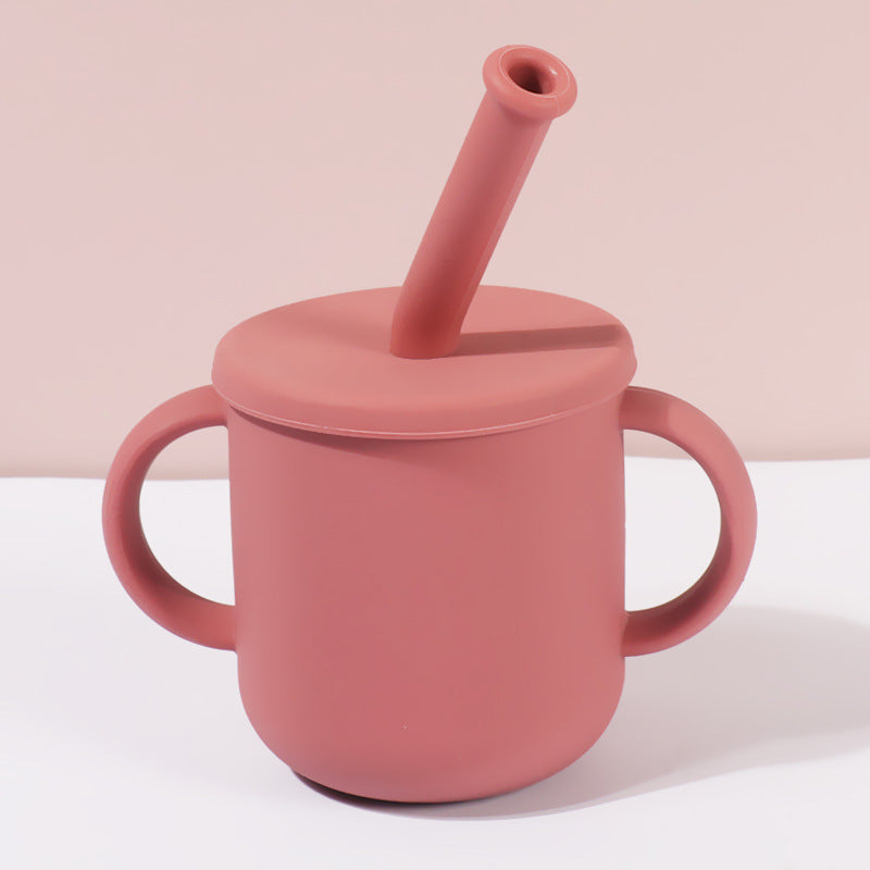 Sippy cup baby water cup silicone learning cup drop-resistant high-temperature resistant children's cup anti-fall baby bestseller silicone material