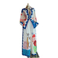 European and american cross-border women's fashion:  summer new collection - stylish turn-down collar printed long-sleeve shirt and wide-leg pants casual set