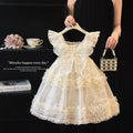 Girls' princess dress - summer  new collection: stunning and stylish white formal dress with butterfly wings for kids