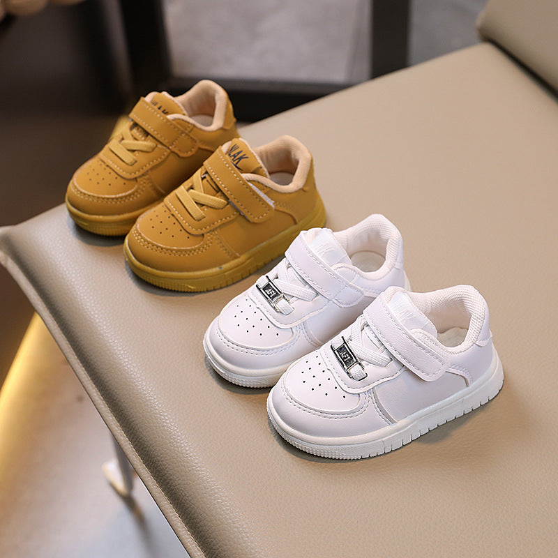 Kids' & baby's sneakers: spring/autumn boys' shoes, first walkers, soft sole, non-slip, girls' breathable athletic white shoes, ages 1-6