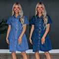 Amazon fashion independent station   fashion short sleeve multi button multi flap pocket pants skirt denim dress