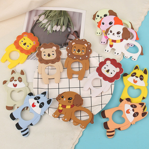 Factory custom toothpaste new cartoon animal bite glue 3 months baby teething significant other food grade silicone toys