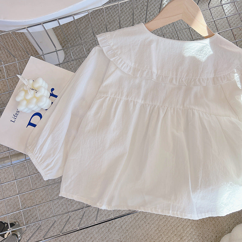 new arrivalpure cottongirlsshirtshirtspring & falllong sleevesstereo rabbit doll collar lace style princess shirt