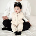 Baby boys' and girls' spring/autumn workwear pocket lightweight overalls two-piece set - stylish and minimalist outerwear spring/autumn outfit