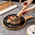 Nordic high-looking desktop flat steak plate with heat-insulating wooden tray creative marble plate manufacturer wholesale
