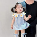 Summer girls' sweet princess dress, baby girl doll collar dress, lightweight infant outing cute cartoon dress