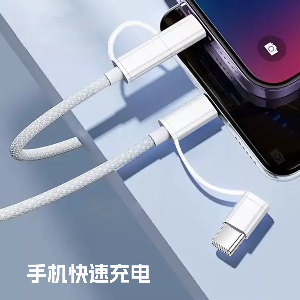 Pd60w 2-in-1 braided charging cable - fast charging, compatible with apple, iphone 15 & iphone 16