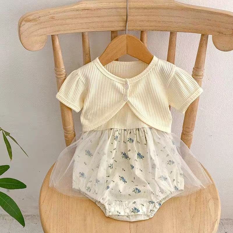 Summer outfit baby chic cute little princess super fairy mesh suspender romper dress baby girl bodysuit summer style