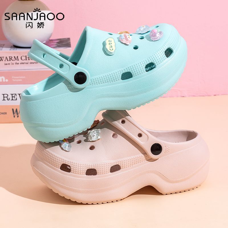 Thick sole crocs women's toe cap non-slip deodorizing filter not tired feet summer 2025 new arrivalfashion slippers women's outwear