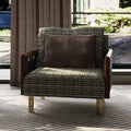Wabi-sabi style vintage leisure chair, perfect for hotels, clubs, cafes, and rustic american-style b&bs. solid wood sofa chair, single chair with a vintage aesthetic