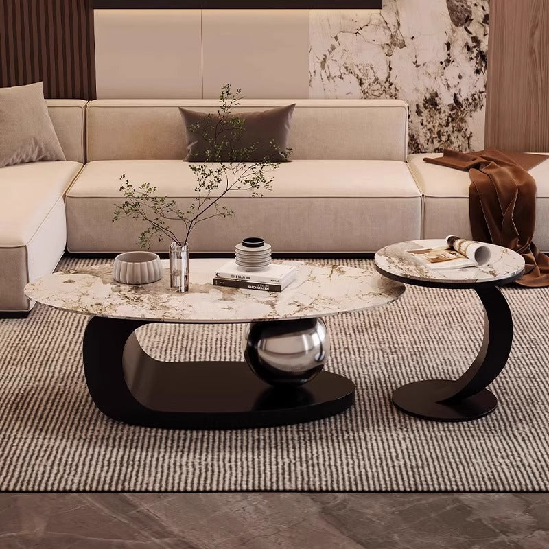 Living room slate coffee table combination simple modern small apartment for home italian normcoreaccessible luxurypopular oval sofa table