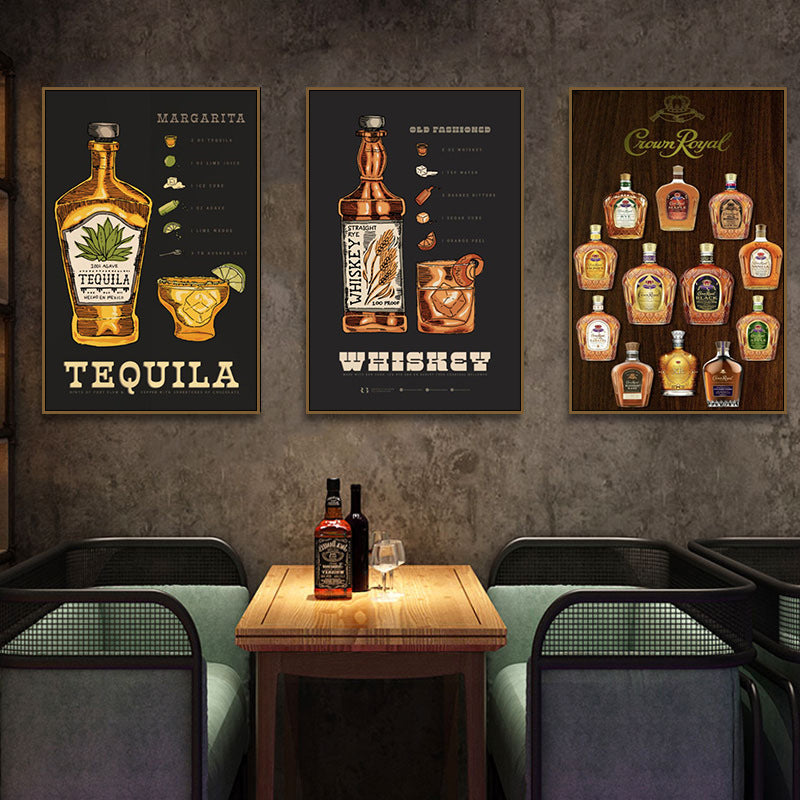 Bar background wall decorative painting American retro KTV box hanging painting industrial style nightclub foreign wine whiskey mural