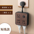 Double shell wood grain socket panel desktop multi-functional for homeusb charging socket with cable plug inspection and drag socket board