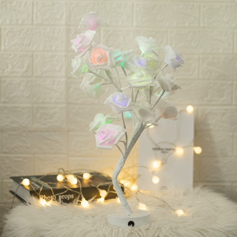 LED rose flower lamp colorful synchronous color-changing small lantern battery box USB dual-purpose simulation Valentine's Day luminous gift