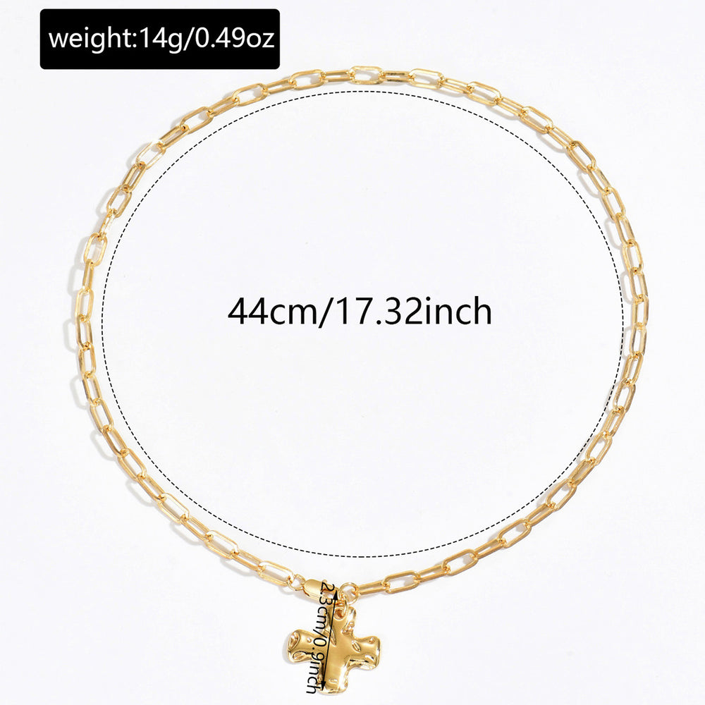 European and american cross-border casual hammered cross necklace niche style sense of design asymmetrical fashioneasiest for match collarbone chain necklace