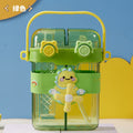 New creative cartoon fan kids double drinking cup straw cup portable sports water bottle large capacity school special