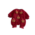 Winter fleece-lined thickened super cute baby romper, adorable red new year outfit, baby lambswool crawling suit, chinese new year apparel