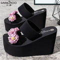 New summer fashion versatile slides - non-slip thick sole 2025 floral beach sandals for women - perfect for outdoor wear in autumn