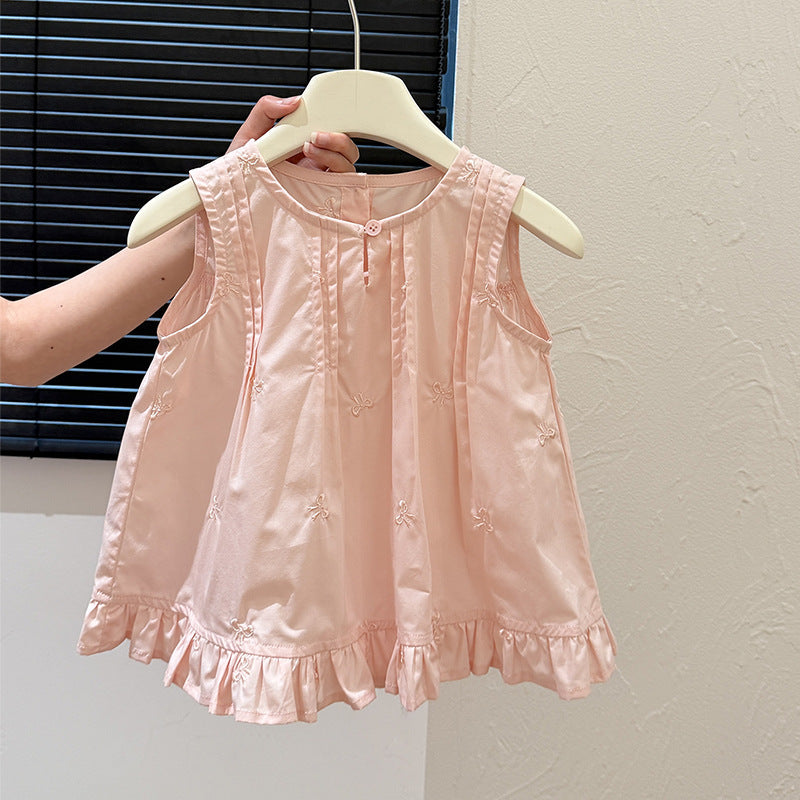 New summer french sleeveless babydoll top for girls - trendy and stylish tank top for baby girls - children's clothing