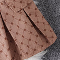 Autumn cross-border exclusive: girls' long-sleeve letter print knit top + pleated plaid skirt two-piece set