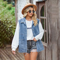 Ebay european and american cross-border women's clothing  new loosecasualtops denim vest waistcoat  vest trendy