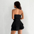summer cross-border pure desire hot girl halter dress pleated waist lotus silm short a-line slimming look short skirt