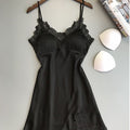 Women's sexy silk satin nightgown v-neck lace lingerie dress sleepwear s-xl